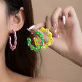 Patterned Halloween Open C Hoop Earrings in Six Colors view 1