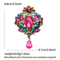 Multicolor Crystal Cluster Brooch with Pink Teardrop Dangle view 5
