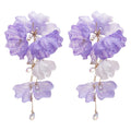 Purple Fabric Flower Butterfly Drop Earrings with Reflective Details view 5