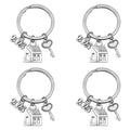 Silver Tone House Key Heart and Number Tag Keychain view 1