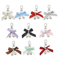 Pearl Bow Keychain Silver Clasp Satin Ribbon Ten Colors view 5