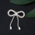Clear Rhinestone Bow Brooch Dual Crystal Drop Tassel Chains view 4