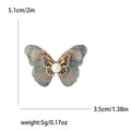 Fabric Wing Butterfly Brooch in Detailed Metal and Crystal Design view 5