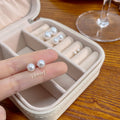 Six Size Classic White Pearl Look Round Stud Earrings view 4