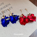 Layered Petal Drop Earrings in Blue and Red Statement Jewelry view 4