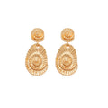 Textured Gold Tone Metal Spiral Oval Drop Stud Earrings view 5