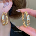 Crystal Textured Hoop Earrings In Silver And Gold Tones view 3