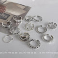 Silver Tone Open Adjustable Rose Chain Link Fashion Rings view 1