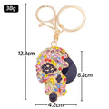 Rhinestone Skull Keychain Gold Metal Crystal Bag Charm view 2