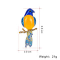 Blue Gold Tone Flower Enamel Metal Brooch Pin for Jackets and Lapels view 2