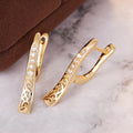 Gold Hollow Filigree CZ Line Huggie Ear Clip Earrings Pair view 3
