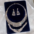 Silver Fan Mesh Rhinestone Collar Set Wide Crystal Bracelet view 1