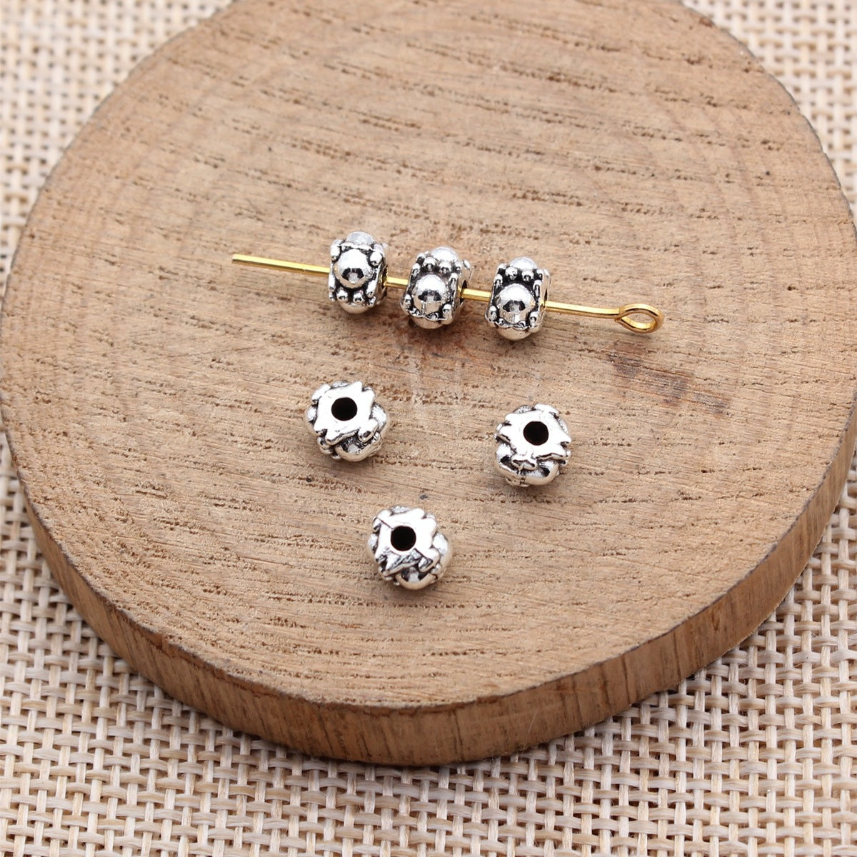 6.3x5.8x4.2mm 0.5g Antique Silver Zinc Alloy Plain Small Hole Spacer Beads for DIY Bracelet Jewelry Making