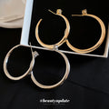 Smooth C Hoop Earrings in Two Tones with Decorative Details view 2