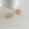 Gold Peach Translucent Double Cherry Stud Earrings Pair view 3