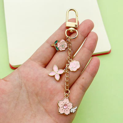Image 1 showing a hand holding a pair of scissors and some charms.