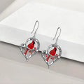 Silver Tone Red Cardinal Heart Enamel Drop Earrings view 3