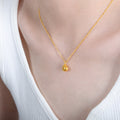 Metal Teardrop Pendant Necklace Gold And Steel Tone view 4