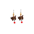 Wood Look Walking Cat Bead Long Hook Dangle Earrings view 5