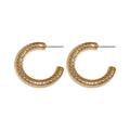 Textured Spotted C Hoop Stud Earrings Jewelry Pair view 5