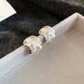 Textured C Hoop Stud Earrings In Three Size And Tone Options view 3