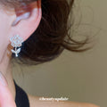 Clear Crystal Rose Flower Stud Earrings with Metal Settings view 3