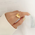 Open Adjustable Teardrop Face Ring Gold Steel Size 7 view 3