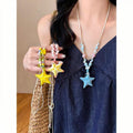 Colorful Beaded Starfish Pendant Long Cord Necklaces view 1