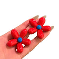 Red And Blue Resin Flower Statement Stud Earrings Statement Jewelry view 5