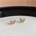 Gold Clear Cubic Zirconia Butterfly Wing Stud Earrings view 3