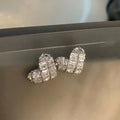 Gold And Silver Tone Pave Heart Stud Earrings Decorative Jewelry view 6