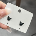 Black Cat Face Green Eye Delicate Small Stud Earrings view 3