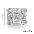 Silver Tone Openwork Wide Band Ring with Clear Stones view 4