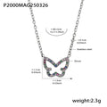 Stainless Steel Pave Zircon Butterfly Outline Necklace Gold Steel view 6