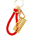 Gold Abacus Keychains with Four Message Tags Clasp and Red Braided Loops view 5