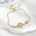 Gold Tone Ornate Pressed Flower Pearl Slider Bracelets in Five Designs view 5