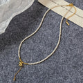 White Pearl Necklace Gold Gourd Pendant Bead Cluster Drop view 4