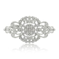 Symmetrical Crystal Filigree Bar Brooch in Gold or Silver Tone view 5