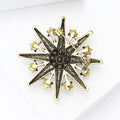 Rhinestone Snowflake Brooch Silver or Antique Gold Clear Stones view 4