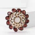 Spiral Crystal Wreath Brooch in Brown or Navy Blue Stones view 2