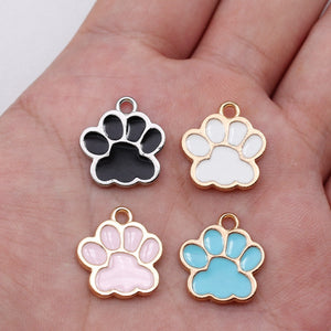 Gold Tone Paw Print Enamel Charms in Four Pastel Colors