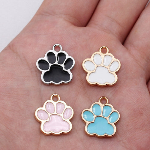 Blue Paw, White Paw, Pink Paw paw print enamel charms in image 1, shown from the front
