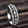 Silver Tone Triple Band Marquise Openwork Ring Sizes 6-10 view 1