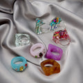 Purple Translucent Irregular Wide Statement Band Ring view 2