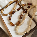 Rectangular Bead Necklace in Three Neutral Color Options view 2