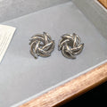 Woven Knot Metal Stud Earrings in Silver and Gold Tones view 6