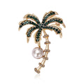 Crystal Palm Tree Brooch With Faux Pearl Coconut for Jackets Scarves and Lapels view 1