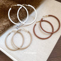 Leather Wrapped Oversized Round Hoop Earrings Jewelry Accessory view 2