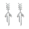 Silver Ribbon Bow Drop Earrings With Lace-Up Stud Top view 5