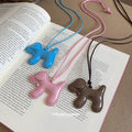 Brown Balloon Dog Pendant Necklace On Cord Jewelry Design view 4